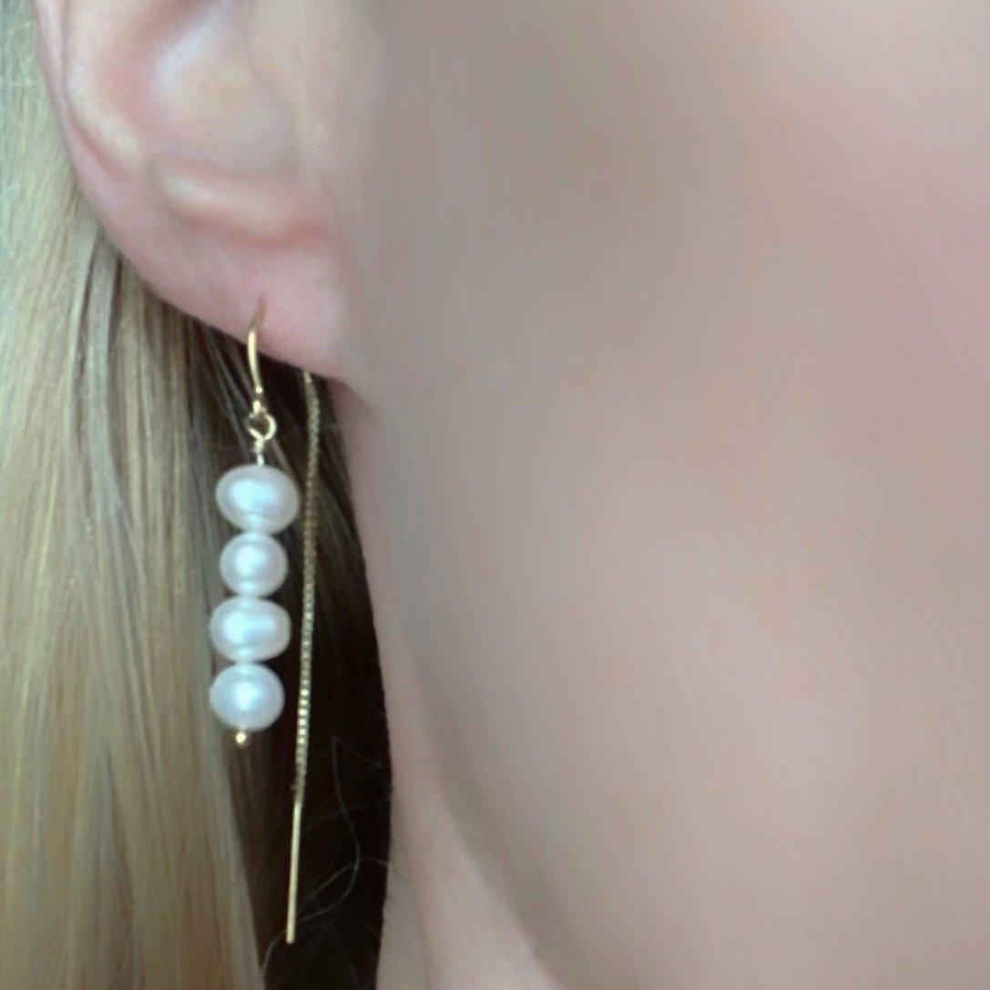 Pearl Drop Threader Earrings