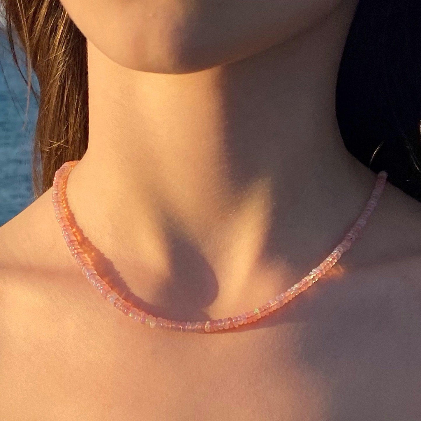 Pink Opal Carabiner Necklace