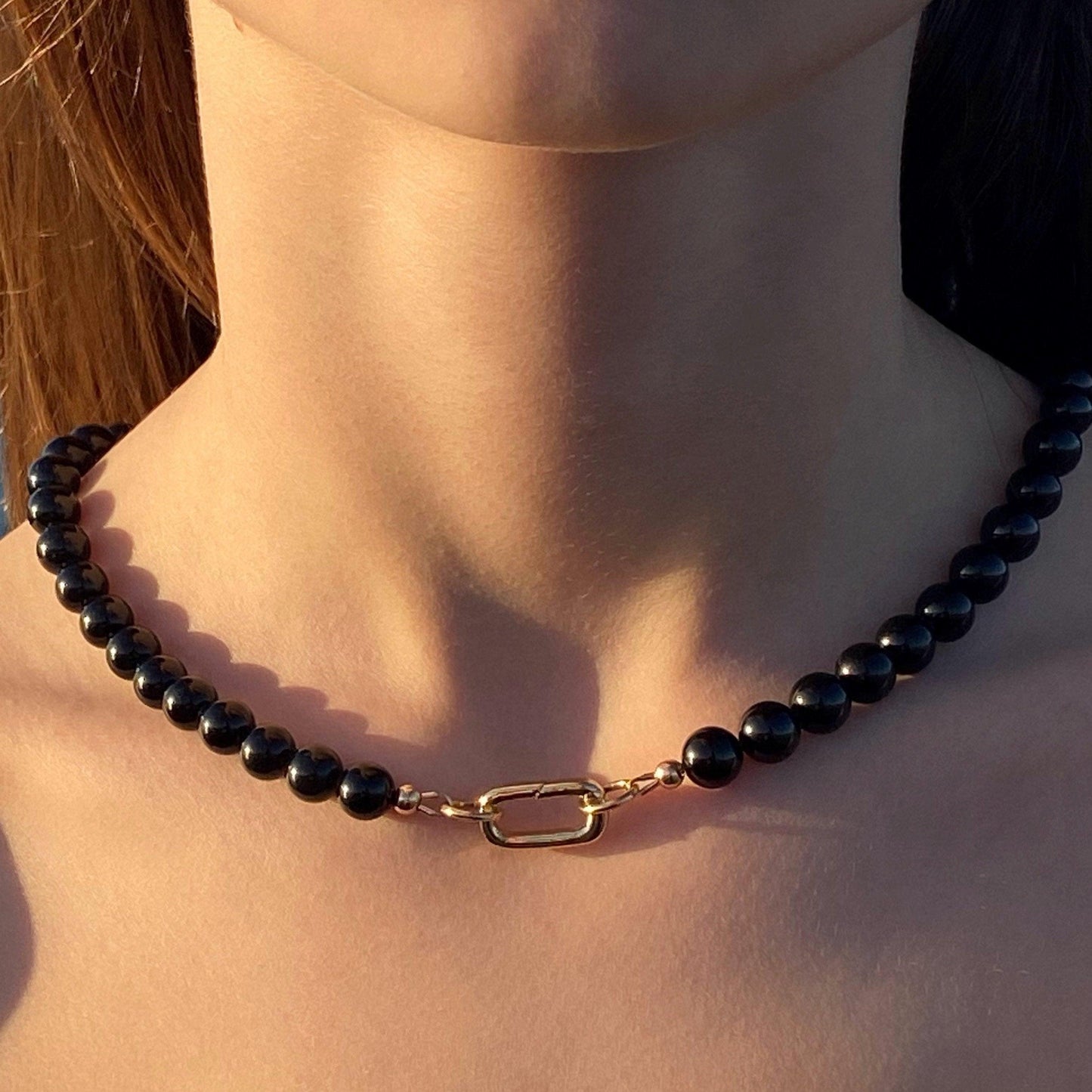 Black Tourmaline Carabiner Necklace