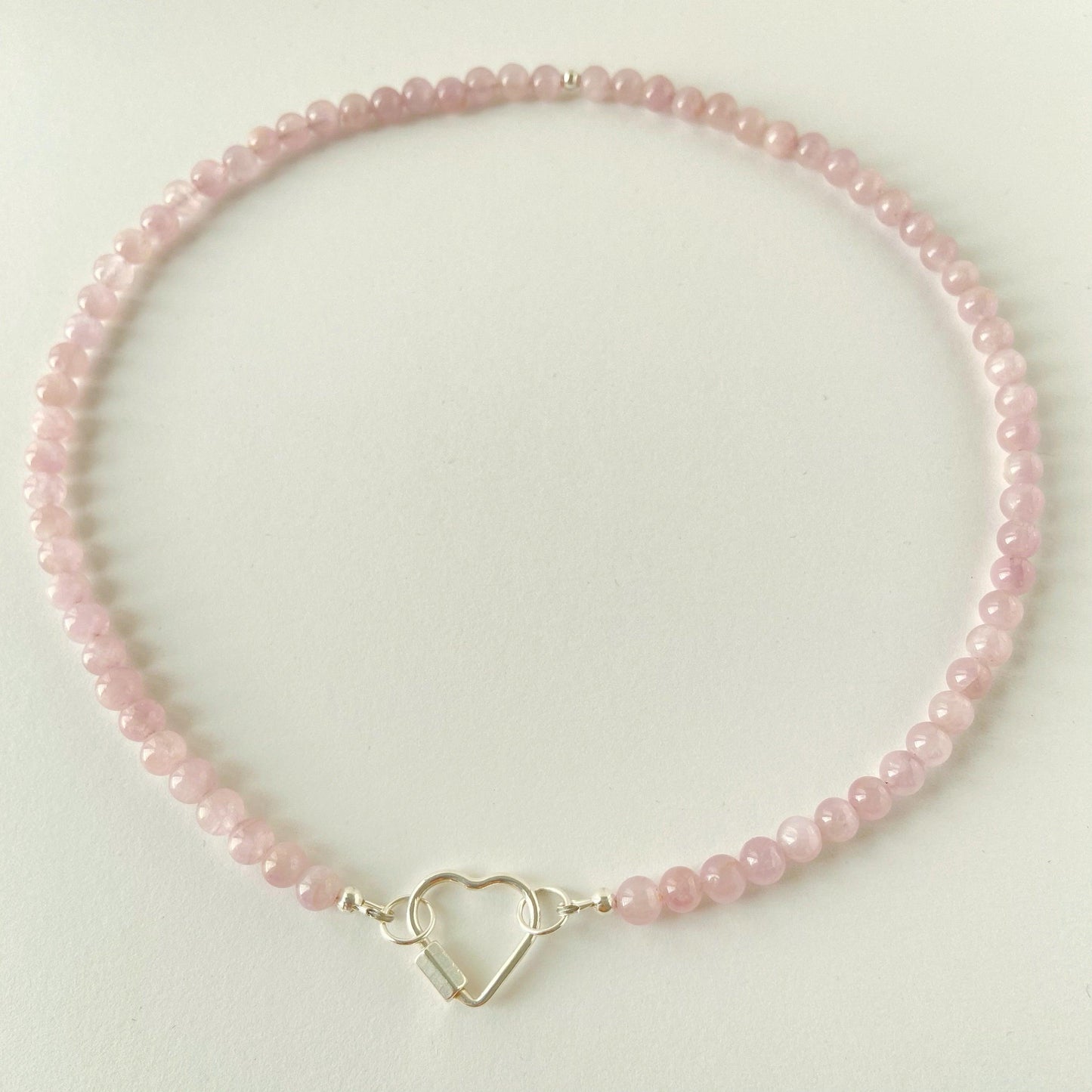 Kunzite Necklace with Heart Carabiner