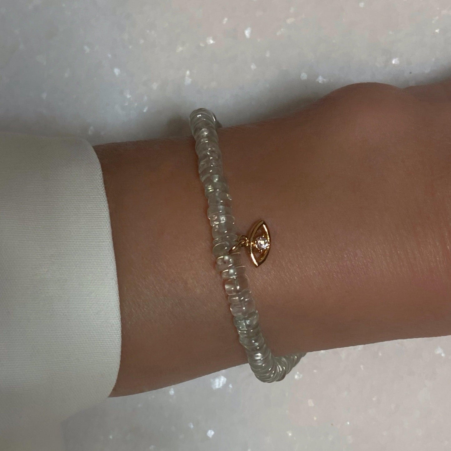 Green Amethyst Evil Eye Charm Bracelet