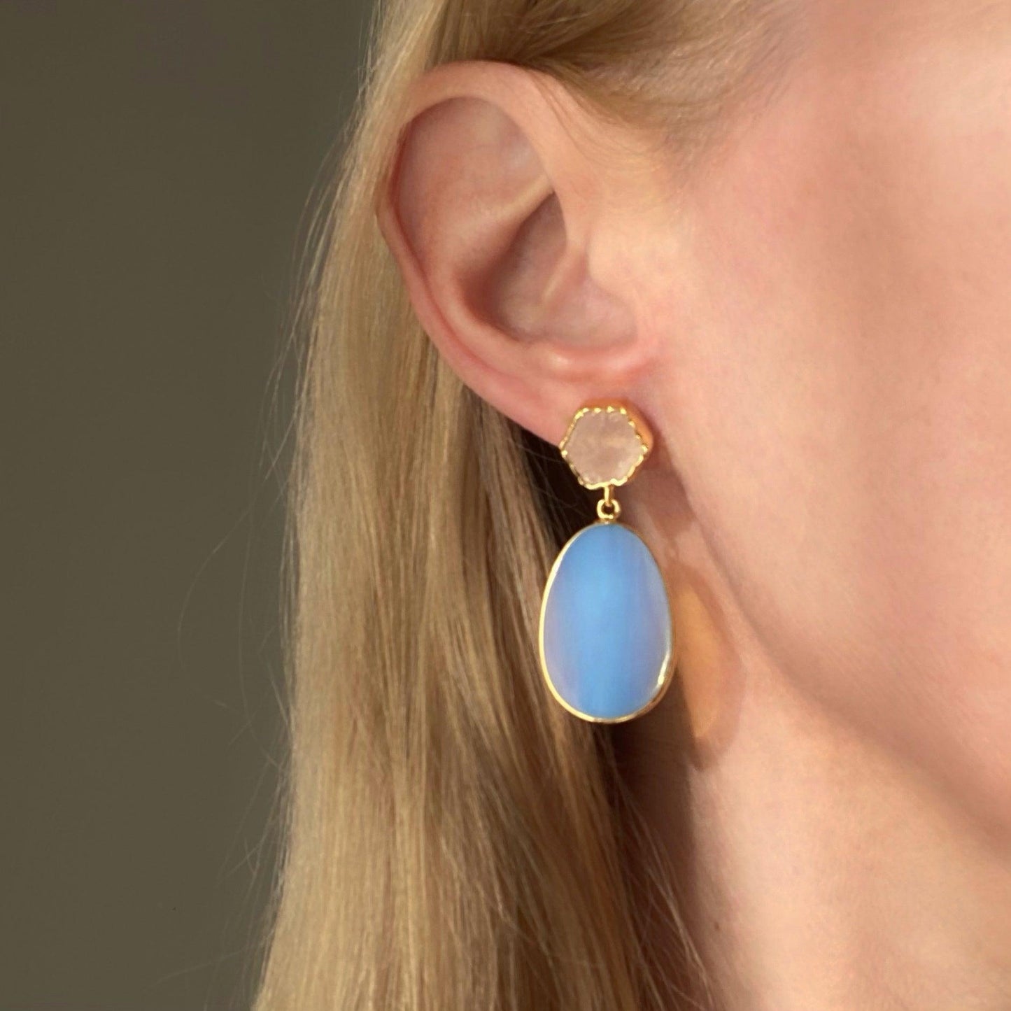 Rose Quartz Opalite Drop Earrings