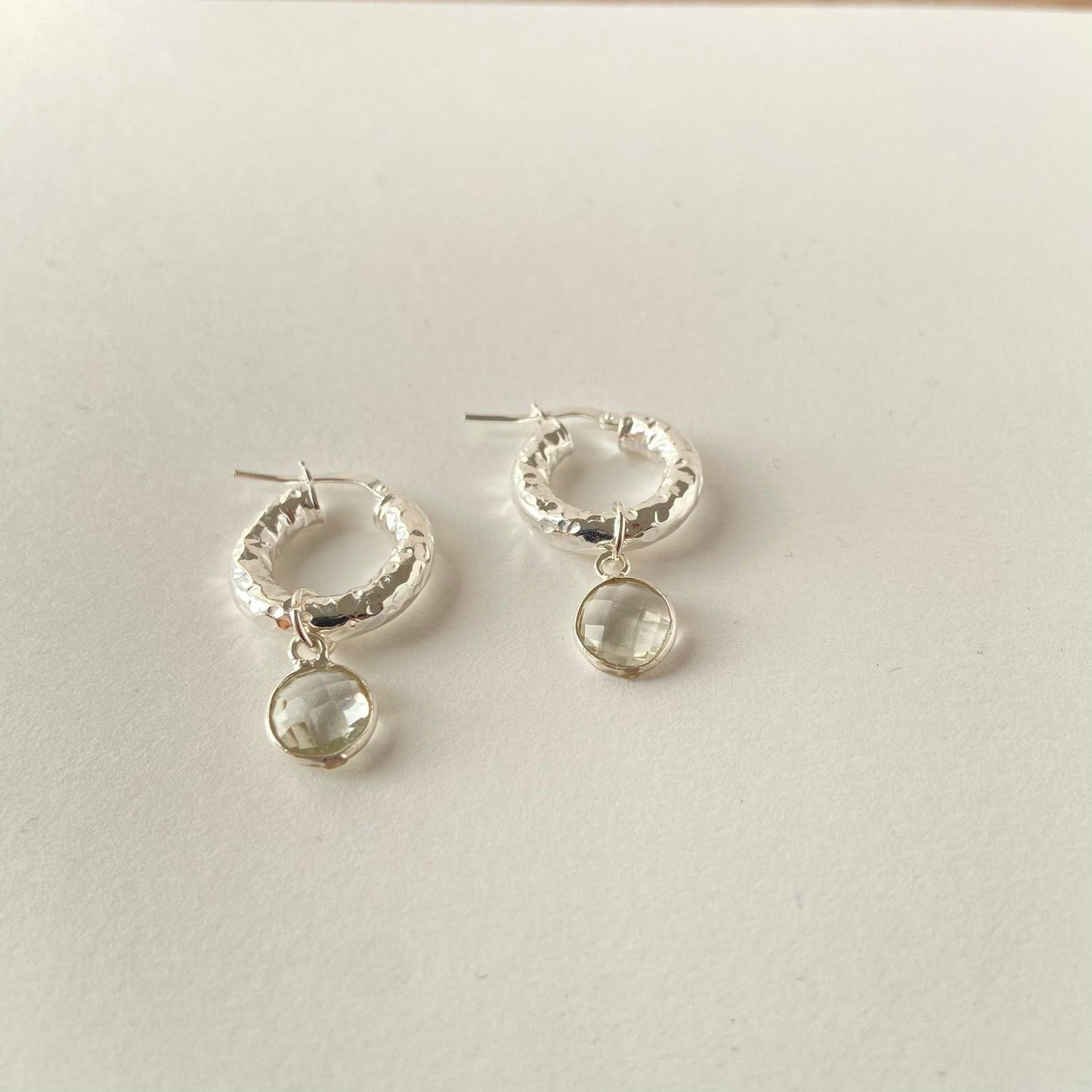 Sterling Silver Green Amethyst Hoop Earrings