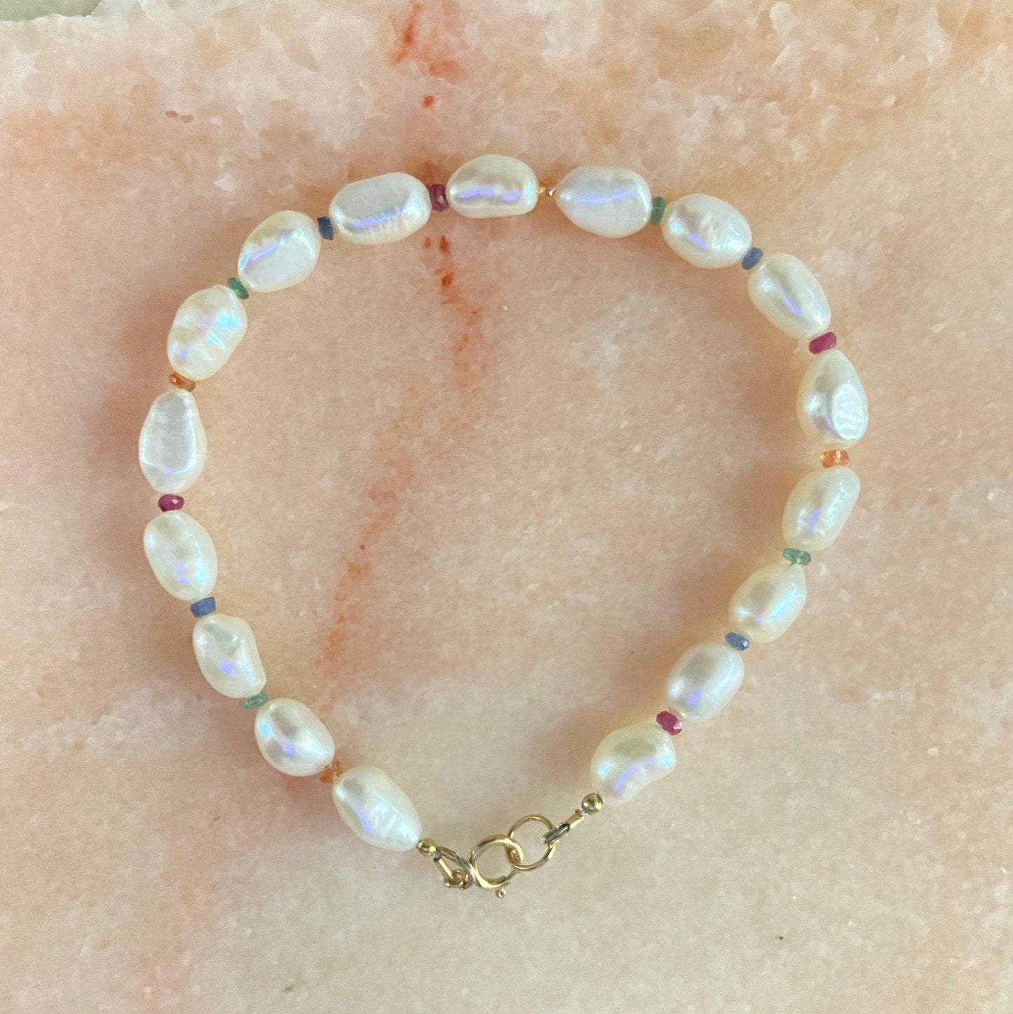 Baroque Pearl Rainbow Sapphire Bracelet