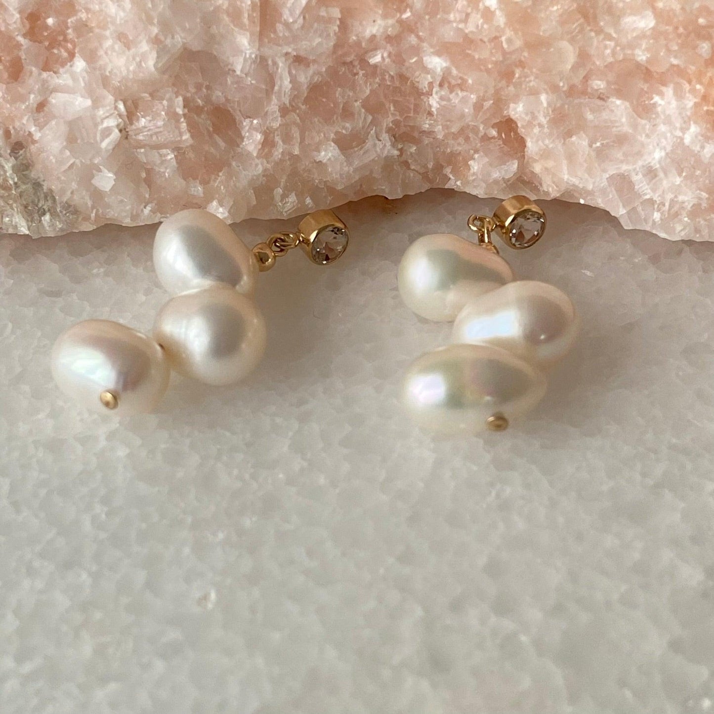 Pearl drop White Topaz Earrings