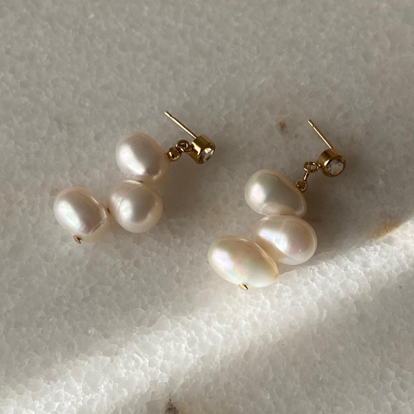 Pearl drop White Topaz Earrings