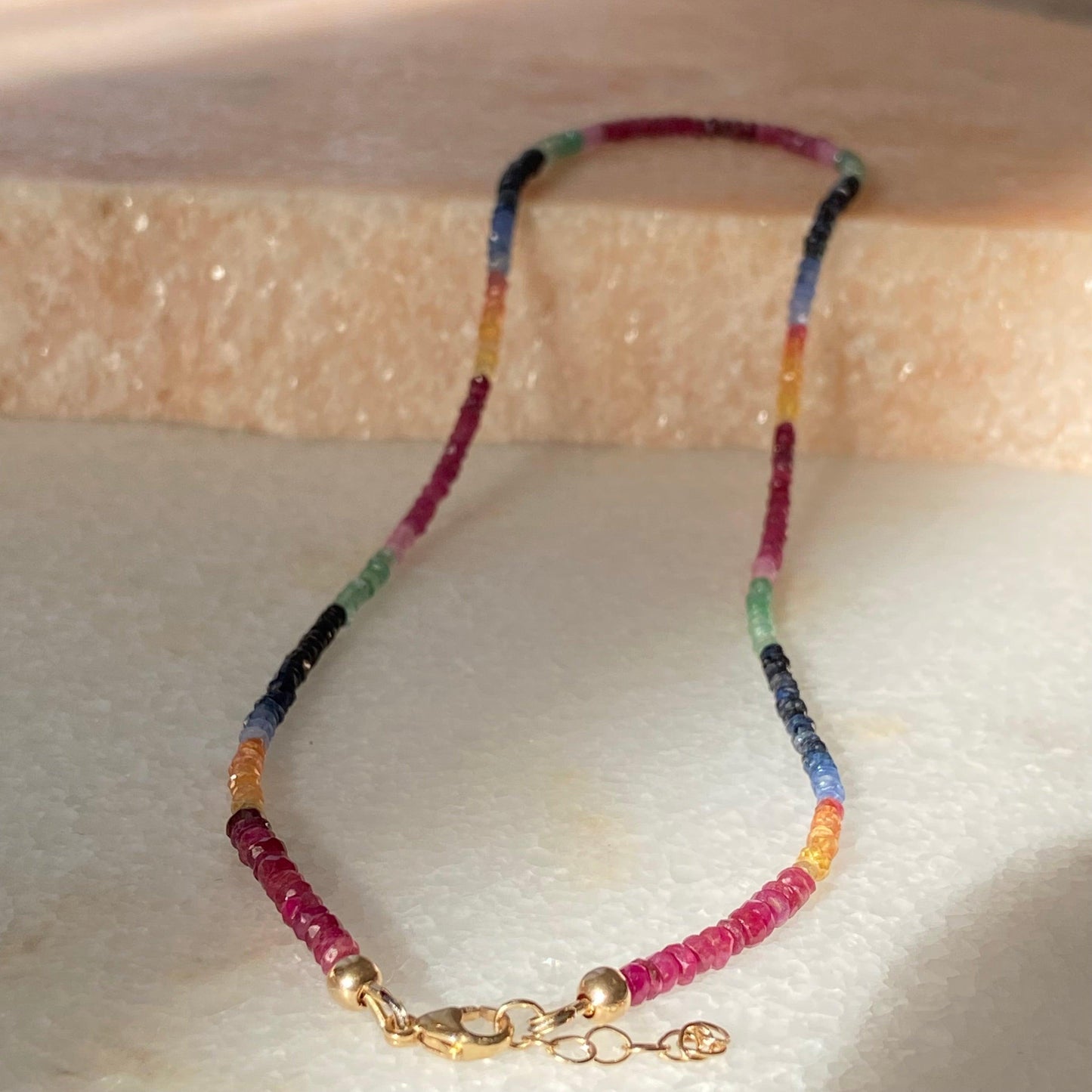 Rainbow Sapphire Emerald Ruby Necklace