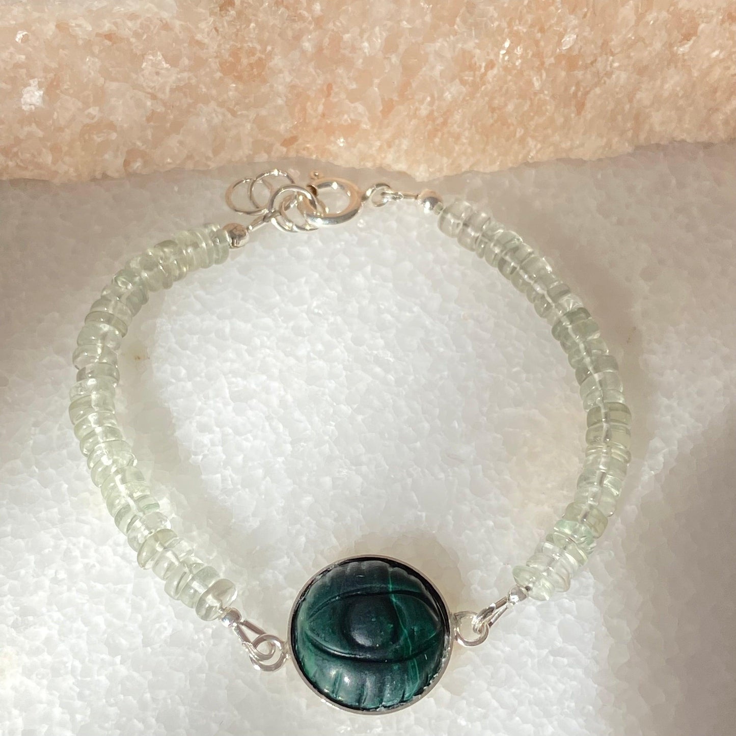 Green Amethyst Malachite Evil Eye Bracelet