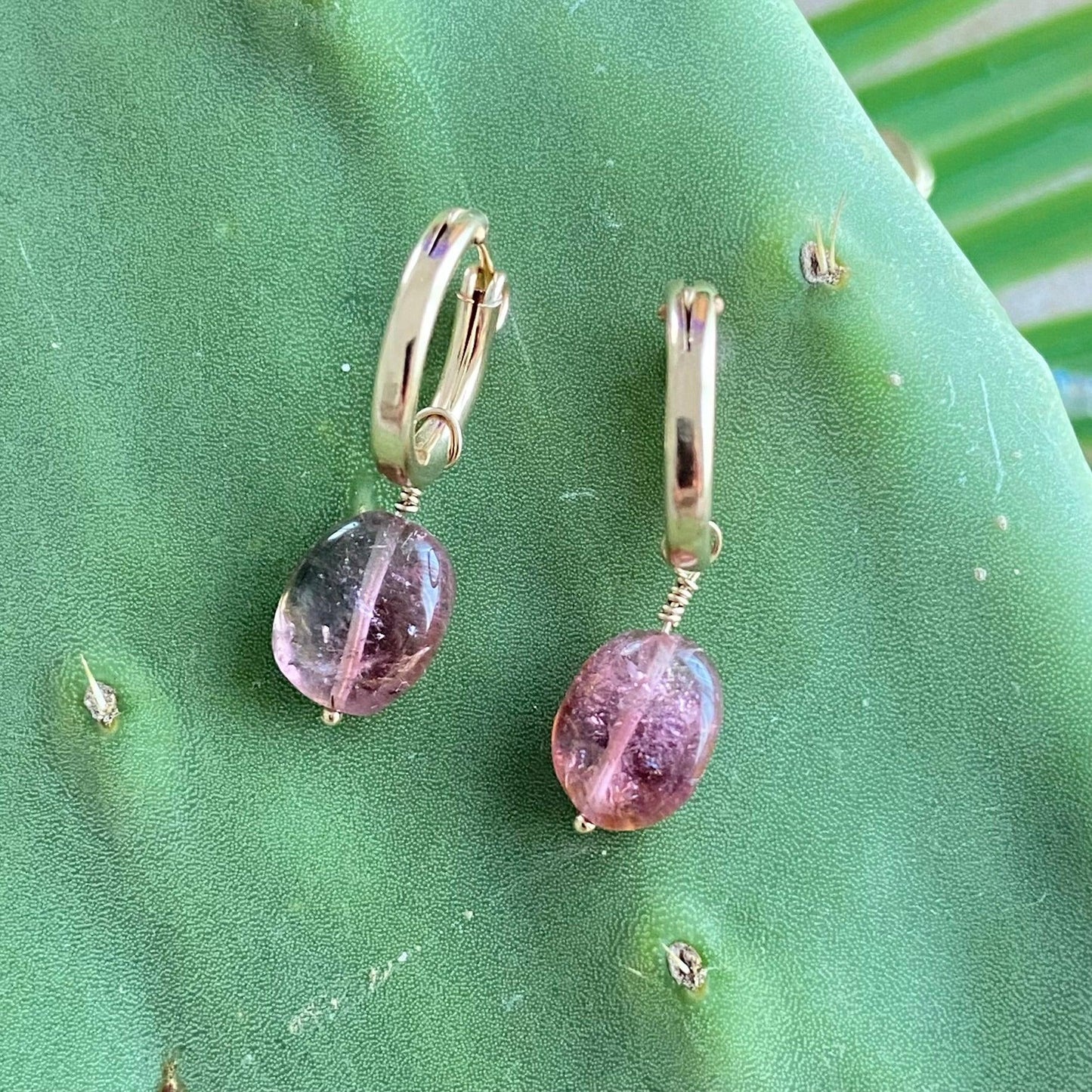 Tourmaline Drop Hoop Earrings