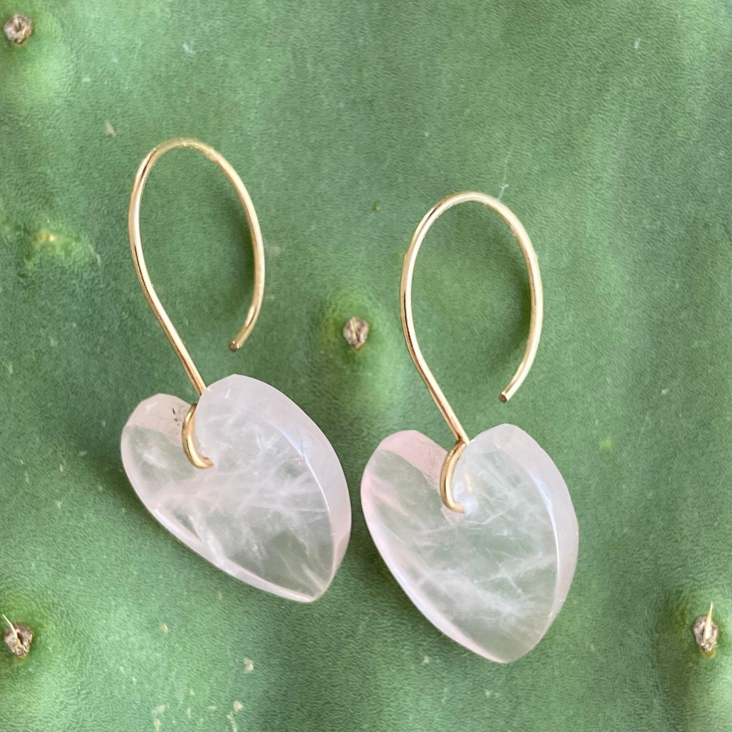 Rose Quartz Heart Earrings