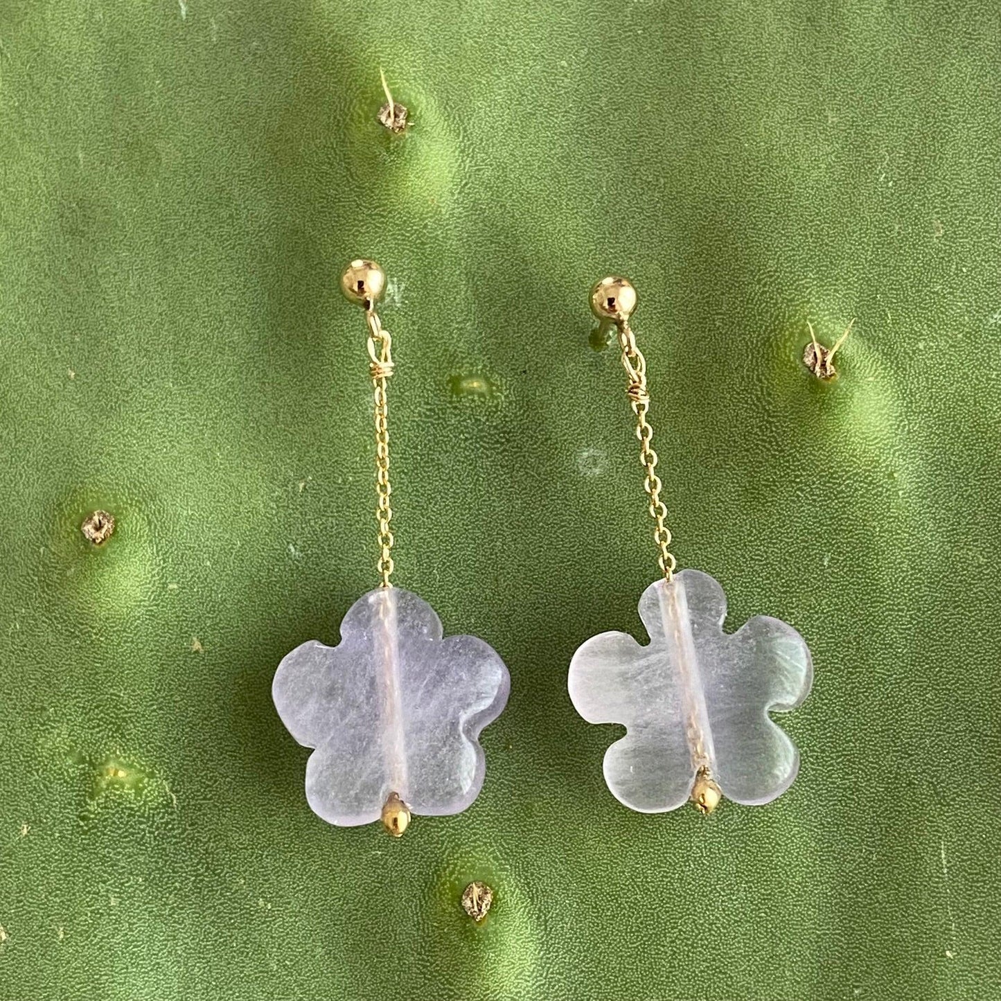 Fluorite Flower Drop Earrings