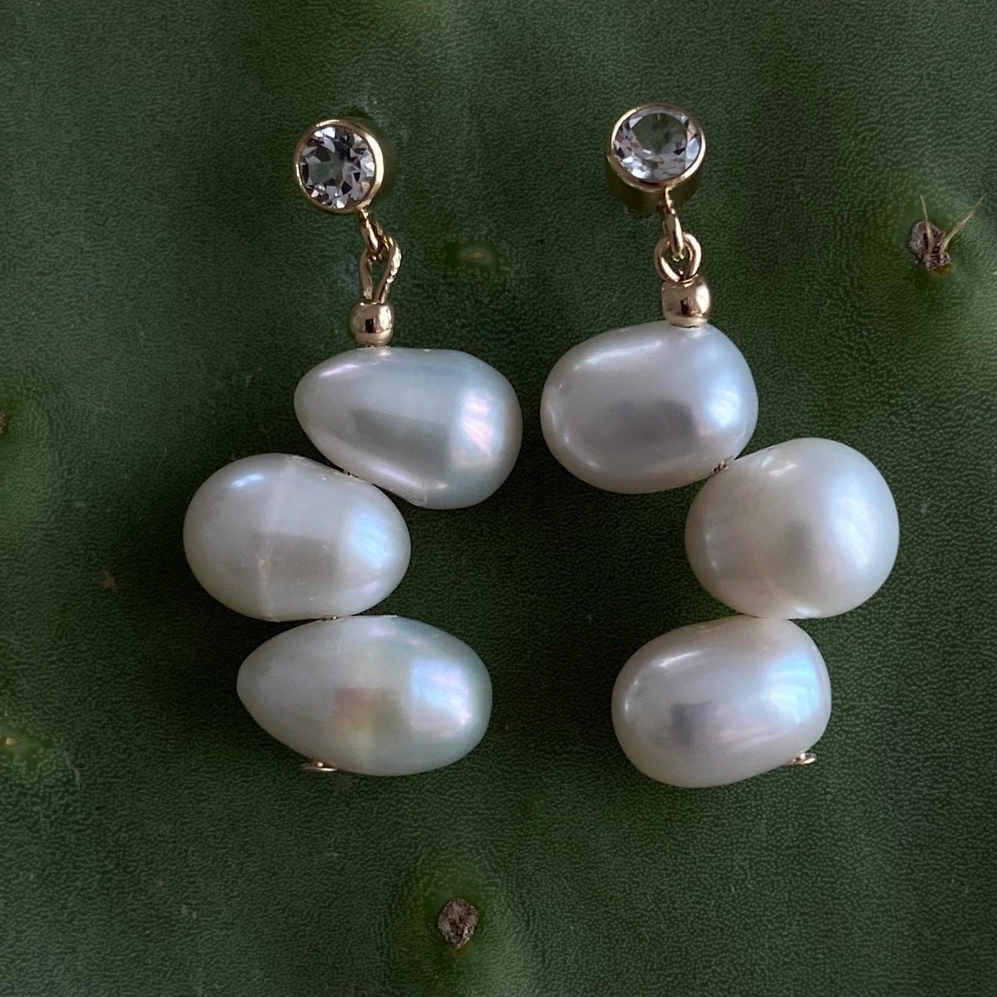 Pearl drop White Topaz Earrings