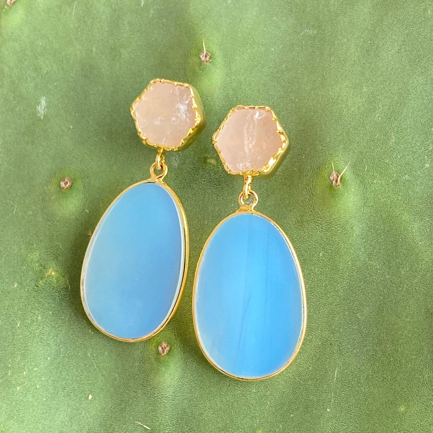 Rose Quartz Opalite Drop Earrings