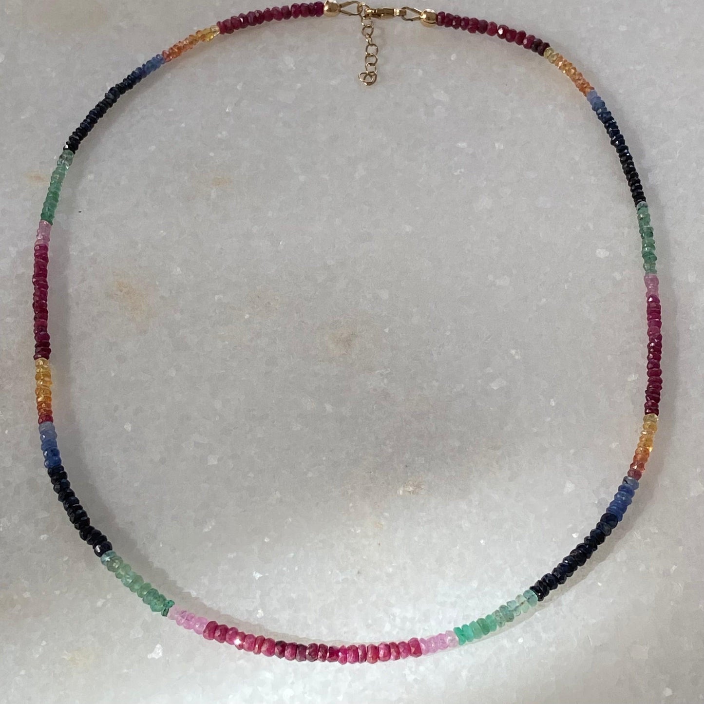 Rainbow Sapphire Emerald Ruby Necklace