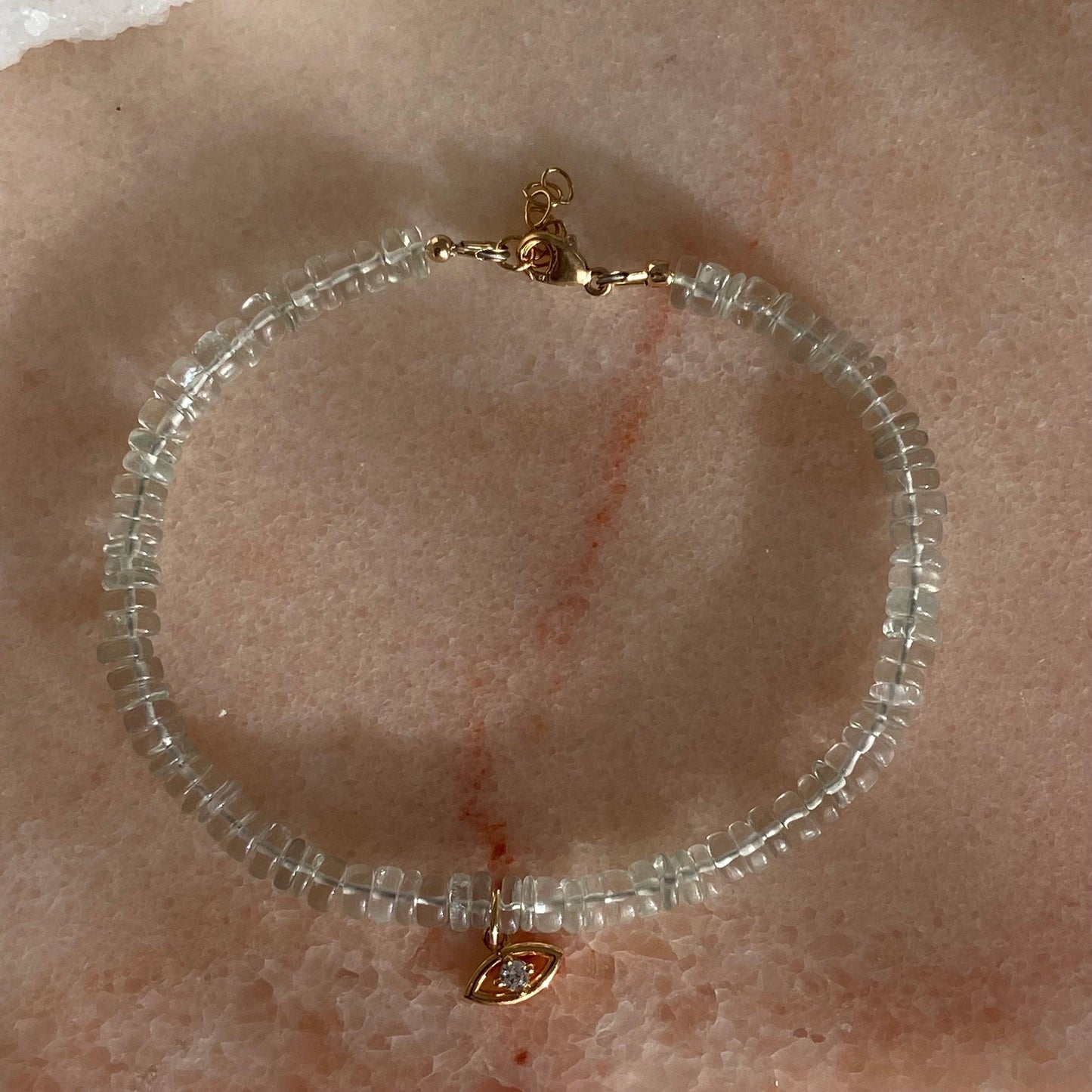 Green Amethyst Evil Eye Charm Bracelet