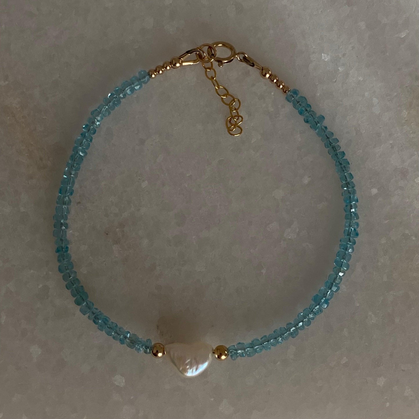 Apatite and Baroque Pearl Bracelet