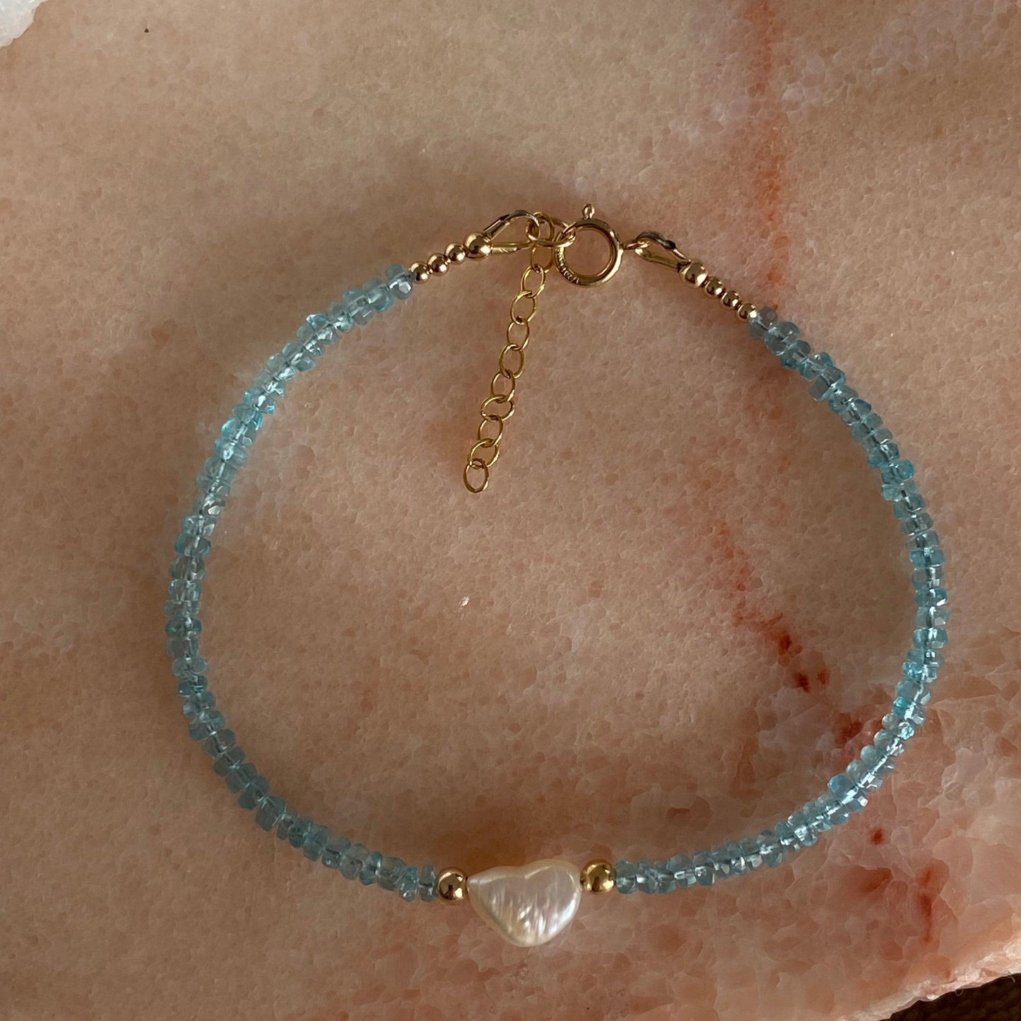Apatite and Baroque Pearl Bracelet