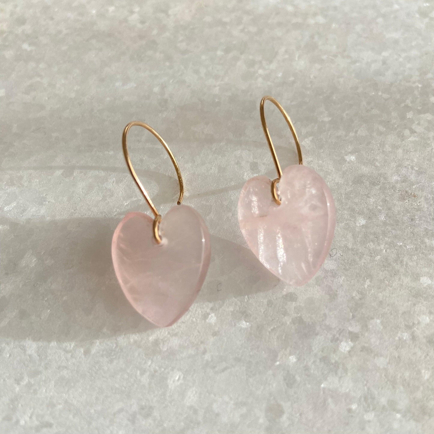 Rose Quartz Heart Earrings