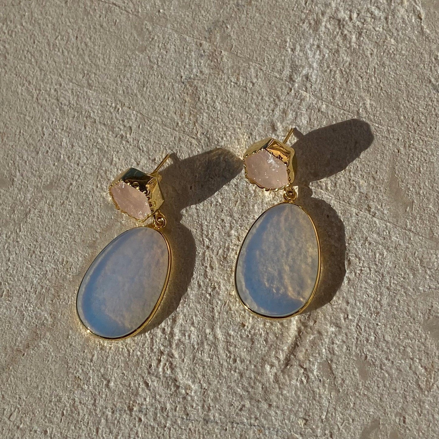 Rose Quartz Opalite Drop Earrings
