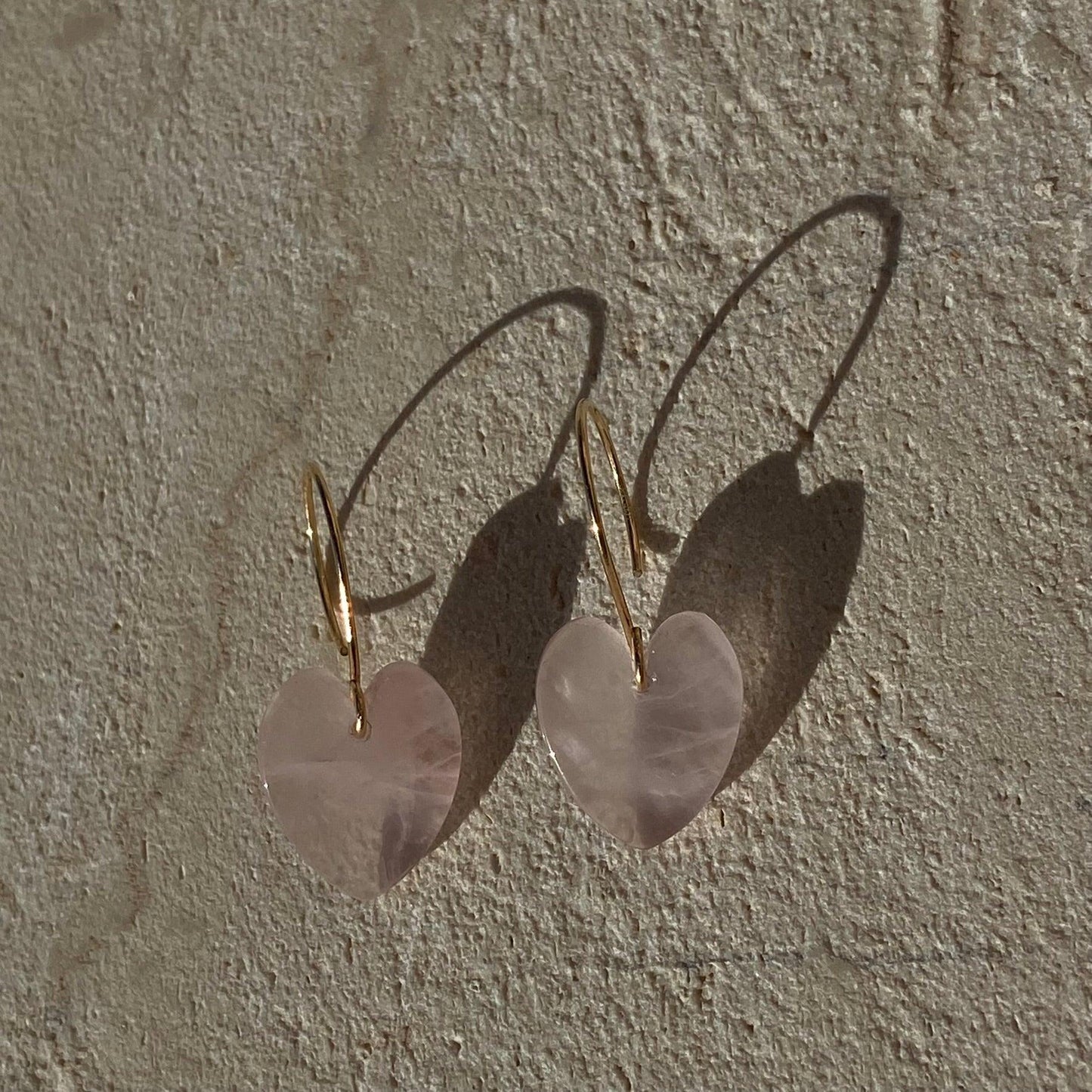 Rose Quartz Heart Earrings