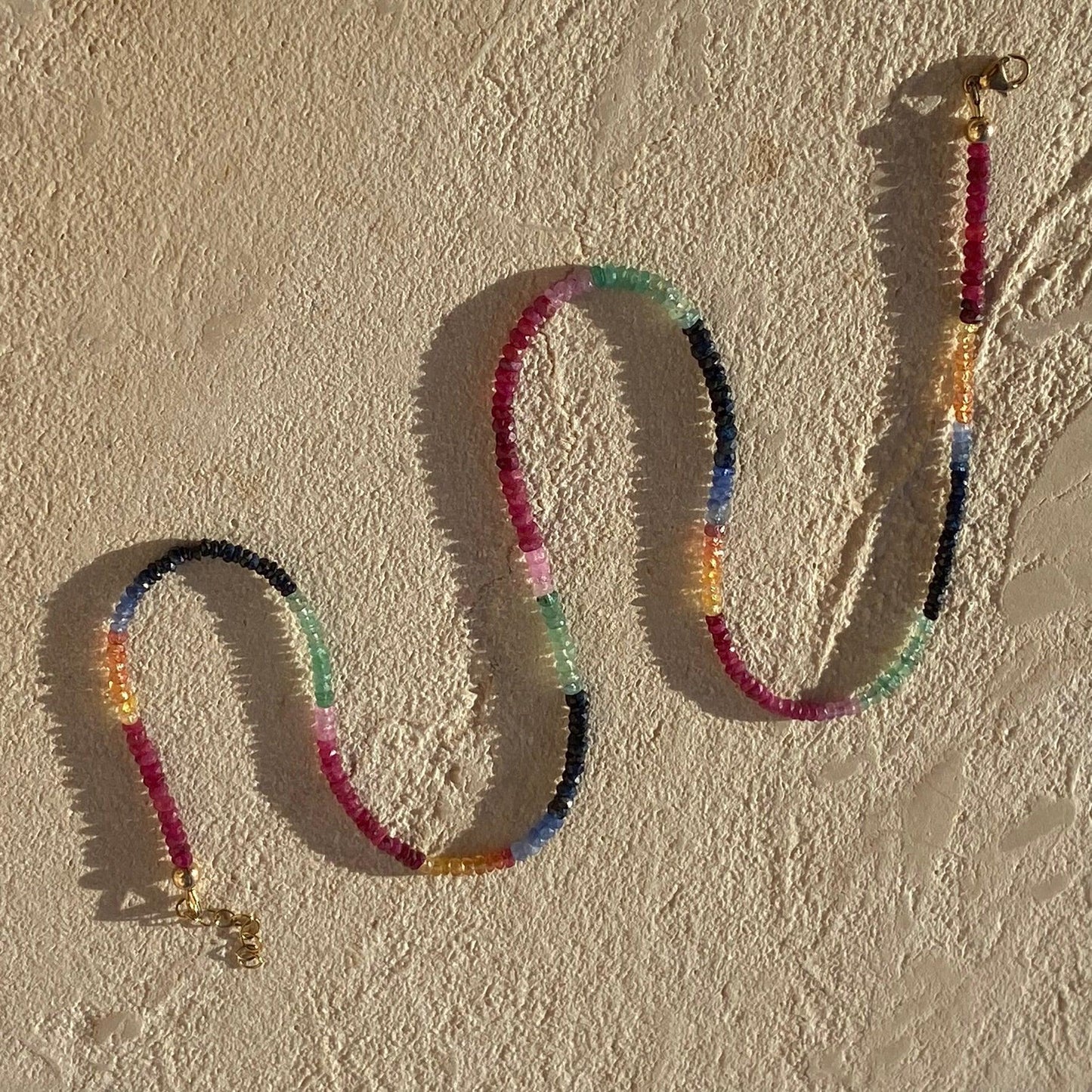 Rainbow Sapphire Emerald Ruby Necklace