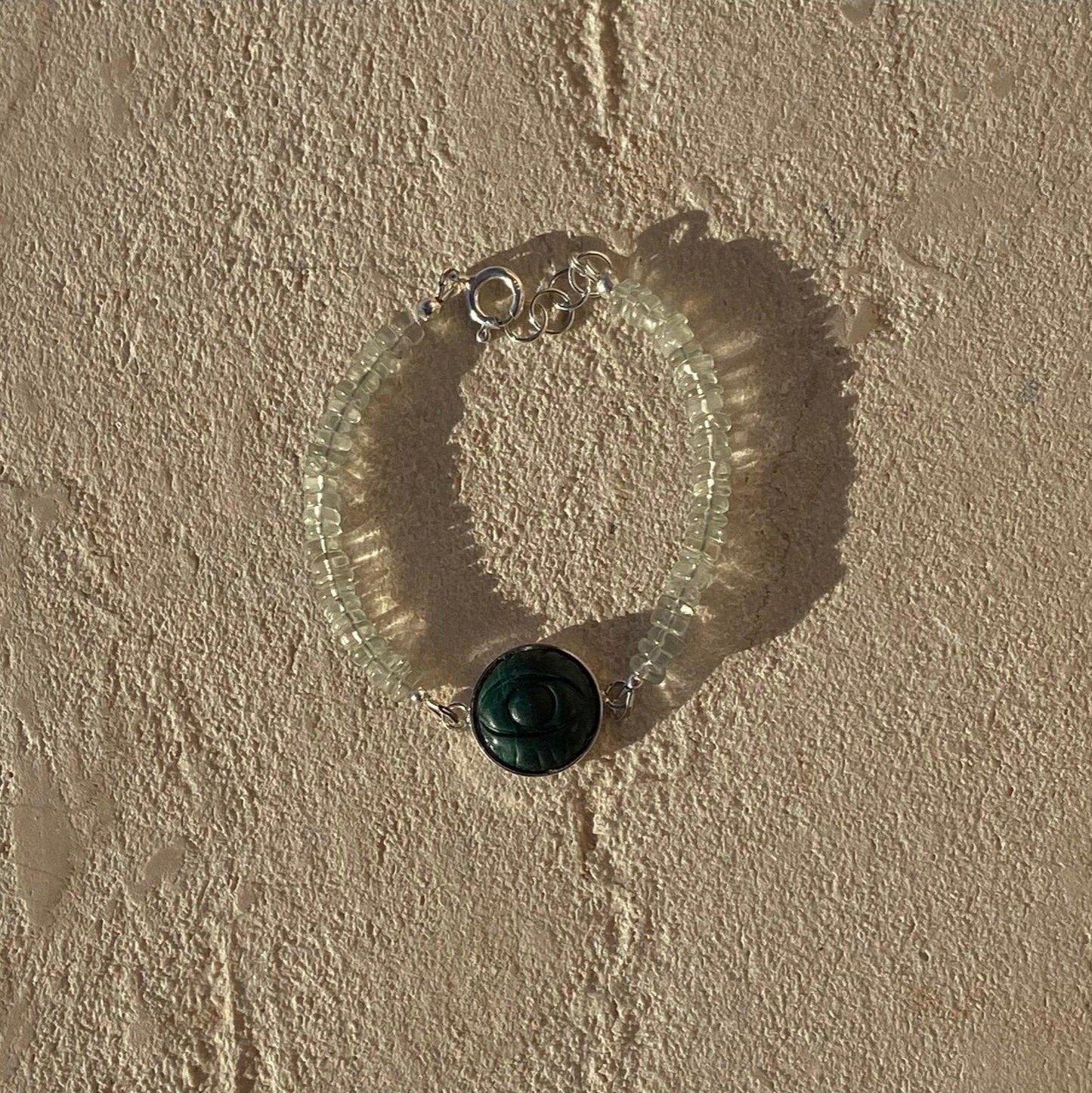 Green Amethyst Malachite Evil Eye Bracelet