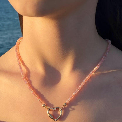 Pink Opal Carabiner Necklace