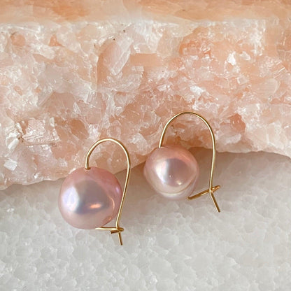Pendientes de perla barroca rosa