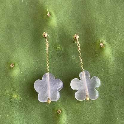 Fluorite Flower Drop Earrings