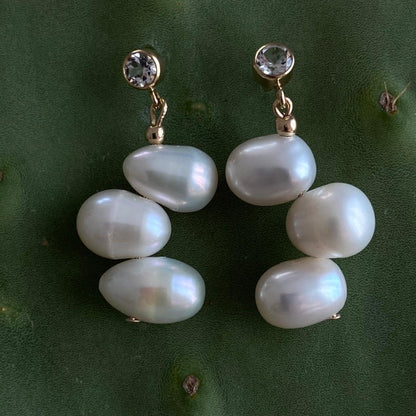 Pearl drop White Topaz Earrings