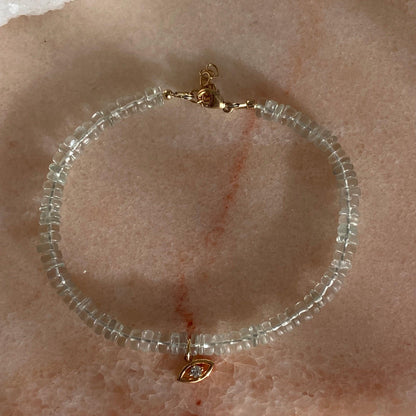Green Amethyst Evil Eye Charm Bracelet