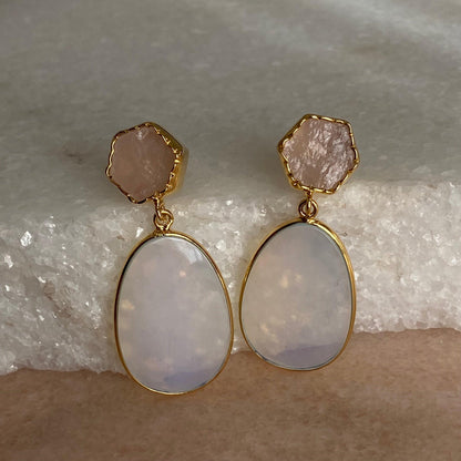 Rose Quartz Opalite Drop Earrings
