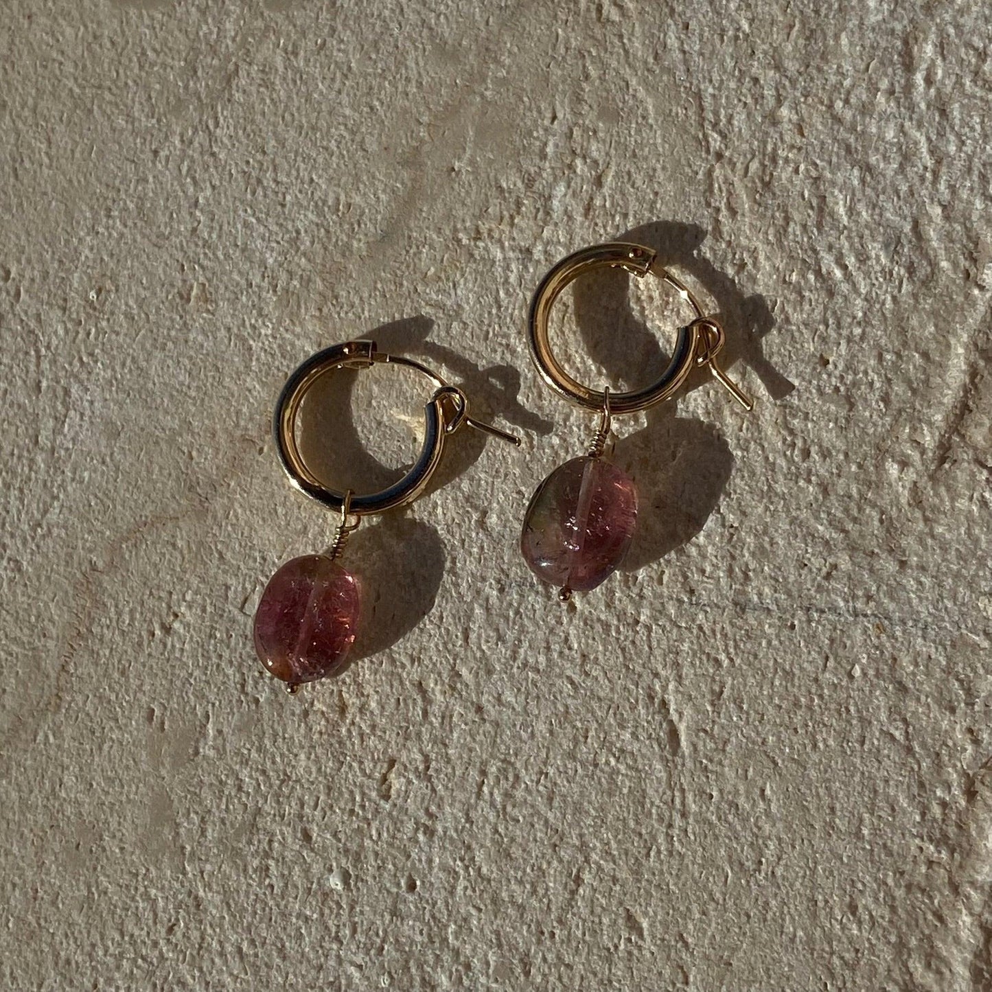 Tourmaline Drop Hoop Earrings