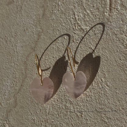 Rose Quartz Heart Earrings