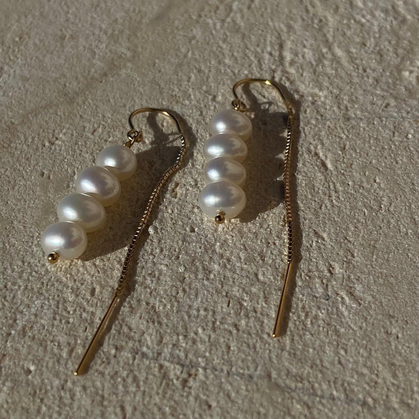 Pearl Drop Threader Earrings