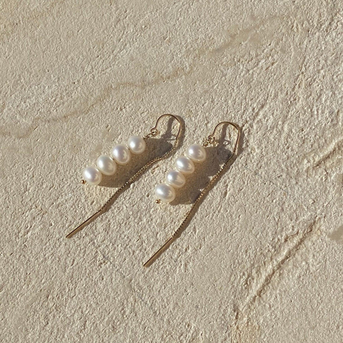 Pearl Drop Threader Earrings