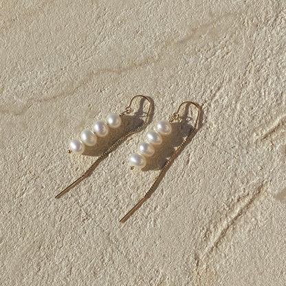 Pearl Drop Threader Earrings