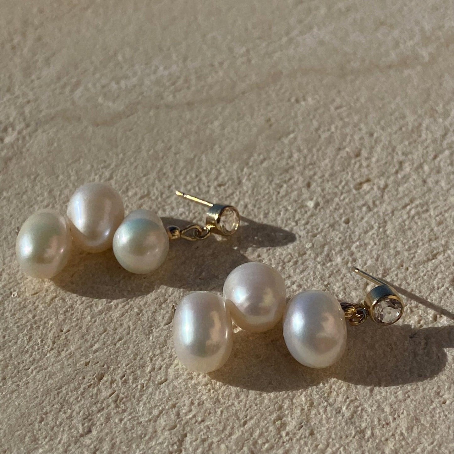 Pearl drop White Topaz Earrings
